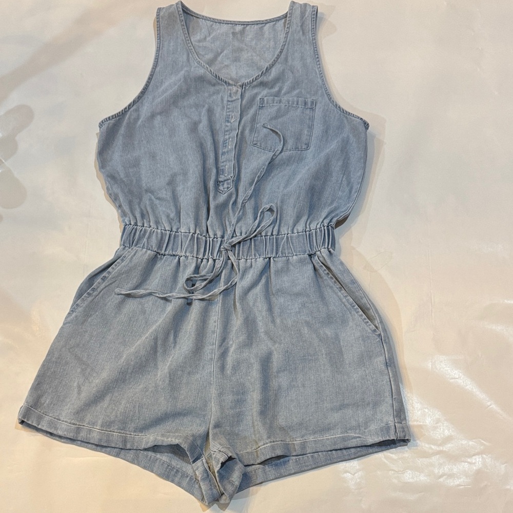 Cupshe Light Blue Denim Romper